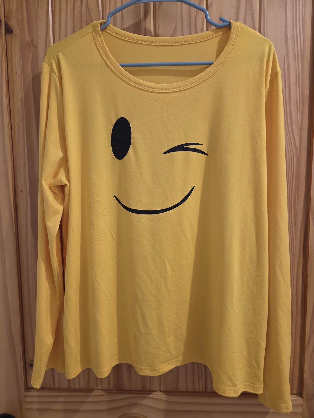 Source Unknown Yellow Long-Sleeve Tee with Winking Smiley